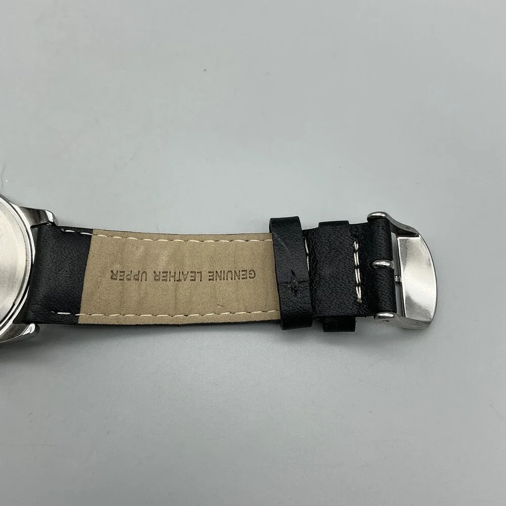 Timex Indiglo Easy Reader Mens Watch 38mm Black Leather Date New Battery